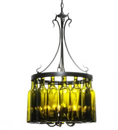 Meyda Tiffany Tuscan Vineyard Villa 16 Wine Bottle Chandelier; Capture The Life Of The Party With The Whimsical Design Of The Meyda Wine Bottle Chandelier. So Much Fun That You May Want To Hang From It, But Don't! Liven Up A Restaurant, Club Or Home With A Chandelier That Does So Much More Then Deliver Light; It Adds Personality And Pizzazz. Sixteen Chardonnay Bottles Are Suspended From A Black Finished Rim With Five Arms. Handcrafted In The Usa By Meyda Artisans In The Usa. Custom Options Available. Custom Crafted In Yorkville, New York Please Allow 50 Days. Every Meyda Tiffany item is a unique, handcrafted work of art. Natural variations, in the wide array of materials that we use to create each Meyda product, make every item a masterpiece of its own. Photographs are a general representation of the product. Colors and designs will vary.
