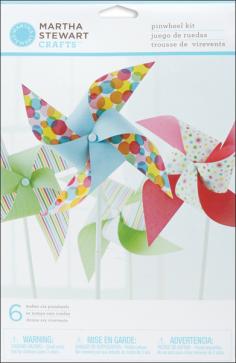 EK SUCCESS-Martha Stewart Crafts: Pinwheel Kit. These bright and colorful pinwheels make a cheerful addition to any party. Easy to asse mble. This package contains six pinwheel pins; six plastic handles; six plastic washers; six stoppers; and six sheets of patterned paper. Instructions printed on the packaging. WARNING: CHOKING HAZARD-Small Parts. Not for children under 3 years. Imported.