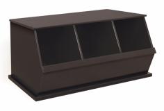 Stackable 3-bin storage cubby. Non-toxic painted espresso finish. Made of durable wood composites. Each cubby measures: 11L x 17.5W x 15.6H inches. Overall dimensions: 37L x 19.3W x 17H inches. Store toys craft supplies and more inside the Badger Basket Three Bin Storage Cubby - Espresso. This cubby is stackable for multiple levels of storage and includes three 11L x 17.5W x 15.6H-inch cubbies beneath a sturdy top made strong enough to stand up to daily use from kids. It is constructed of sturdy wood composites and metal hardware and is a snap to clean. Simply use a damp cloth and mild detergent when needed. This three-bin storage cubby comes in an espresso non-toxic painted finish and complies with all current applicable ASTM safety standards. If stacking three or more bins we recommend using wall anchor/furniture safety straps (not included) to anchor the units to the wall for safety and stability. A place for everything and everything in its place. Badger Basket CompanyFor over 65 years Badger Basket Company has been a premier manufacturer of baskets bassinets bassinet bedding changing tables doll furniture hampers toy boxes and more for infants babies and children. Badger Basket Company creates beautiful and comfortable products that are continually updated and refreshed bringing you exciting new styles and fashions that complement the nostalgic and traditional products in the Badger Basket line. This product is covered with a 30 day parts warranty to the original purchaser. If you need assistance with product parts or hardware upon opening the package please do not call the store where you made your purchase. Call the Badger Basket Company instead at 1-800-236-1310. Most problems are resolved promptly without you needing to leave home.
