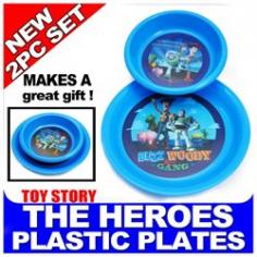 Disney Toy Story Kids Dining Gift Set 1 Plate + 1 Bowl! The 3D design of Toy Story is made out of reusable plastic. Makes a great favor. This set is amazing to keep your children entertained while eating. Plate measures 8", and bowl measures 6.25". Made out of durable blue plastic. Disney dealer