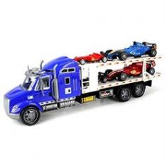 Tornado V-Racer Trailer Children's Kid's Friction Toy Truck-High Gloss Paint Job-No Batteries Required-Comes with 4 Toy Cars-Approx. Dimensions, Length: 19, Width: 3.5, Height: 6.5
