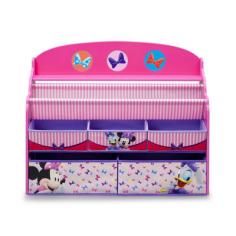 DEL1785: Features: -Deluxe collection. -Pattern: Minnie. -Recommended for ages 18 - 60 months. -Material: Engineered wood, solid wood and fabric. -Meets or exceeds all national safety standards and CPSC regulations. Product Type: -Toy organizer. Finish: -Pink. Frame Material: -Manufactured wood/Wood. Hardware Material: -Steel. Gender: -Girl. Dimensions: Overall Height - Top to Bottom: -30.5. Overall Width - Side to Side: -36. Overall Depth - Front to Back: -10.5. Overall Product Weight: -14.75 lbs.