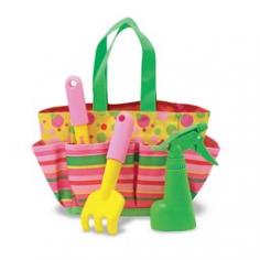 Kid-friendly gardening set Plastic tools in bright colors Organize tools in fabric tote with woven handles Recommended for children 3 and upDimensions: 10.5L x 10W x 5H inches. The Melissa and Doug Blossom Bright Tote Set offers everything needed to get to work in the garden. Made from durable plastic in bright colors, the included parts of the set are a trowel, a cultivator, and a spray bottle. The rainbow-colored fabric tote has pockets to keep everything perfectly organized. Recommended for children 3 and up. Dimensions: 10.5L x 10W x 5H inches. About Melissa & Doug ToysSince 1988, Melissa & Doug have grown into a beloved children's product company. They're known for their quality, educational toys and items, and have grown in double digits annually. The Melissa & Doug company has been named Vendor of the Year by such great retailers as FAO Schwarz, Toys R Us, and Learning Express, and their toys have been honored as Toys of the Year by Child Magazine, FamilyFun Magazine and Parenting Magazine. Melissa & Doug - caring, quality children's products.