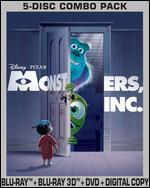 Experience the film that captured the hearts of critics and fans around the world in a breathtaking new way. "Monsters, Inc." is "visually dazzling, action-packed and hilarious," raves The Boston Herald. Lovable Sulley (John Goodman) and his wisecracking sidekick Mike Wazowski (Billy Crystal) are the top scare team at Monster, Inc, the scream-processing factory in Monstropolis. When a little girl named Boo wanders into their world, it's the monsters who are scared silly, and it's up to Sulley and Mike to keep her out of sight and get her back home. Open the door to a phenomenal world of excitement and imagination that will have you screaming for more. Loaded with sensational bonus features, including the theatrical short "Partysaurus Rex," "Monsters, Inc." is hours of fantastic family fun. Disc 1 - Blu-ray Feature Film + Bonus, Features Dsney Enhanced High Definiton Picture And Sound, Toy Story Toons: Partysaurus Rex (Rated G), For The Birds Short - Academy Award Winner (2001) - Best Animated Short Film (rated G), Filmmakers' Round Table, Audio Commentary, Mike's New Car Short - Academy Award Nominated (2002) - Best Animated Short Film, Disc 2 - Blu-ray Bonus, Roz's 100 Door Challenge, Pixar Fun Factory Tour, Banished Concepts, And Much, Much More, Disc 3 - DVD Feature Film + Bonus, Audio Commentary, Disc 4 - Digital Copy Of Feature Film, What It Anytime, Anywhere On Your Computer And Portable Device, Disc 5 - Blu-ray 3D Feature Film, Immerse Yourself In A Whole New Dimension, Bring The 3D Experience Home With Disney Blu-ray 3D, Toy Story Toons: Partysaurus Rex (rated G), For The Birds Short (rated G), Outtakes And Company Play.