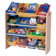 OZS1003: Features: -Fun and Functional organizer stores loads of children's toys in easy-to-see, easy-to-access bins-Carry the bins around the house, play all day, fill them back up with toys and store in the sturdy rack-For children 3 - 8 years old. Includes: -Includes 8 regular size bins and 4 double size bins (equivalent to 16 bins).