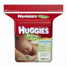 Soft & Sensitive Resealable Closure Keeps Your Stand-By Supply Fresh & Moist Provides A Gentle Touch Of Aloe & Vitamin E Alcohol-Free, Hypoallergenic & Fragrance Free Try Huggies&Reg; Natural Care&Reg; Baby Wipes. Only Huggies Natural Care Baby Wipes Have Triple Clean &Dagger; Layers - Gentle On Baby's Skin, Thick Enough To Clean The Mess. 184 Wipes ~ 7.7 X 6.7 In (19.5 X 17cm) Each 1-800-558-9177 &Dagger;Versus Huggies Simply Clean&Reg; Baby Wipes. *Actual Product Styling And Colors May Vary.