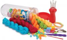 ALEX TOYS-Cool Spool Knitting. Bracelets; pins; hair clips and scrunchies; fun brightly colored accessories for jackets; totes and hats. All that is needed is in this kit; and everything is stored in it's own reusable plastic tube with its own cap. This kit contains yards of yarn in five cool colors; wooden French knitting spool; wood buttons; pony beads and easy to follow instructions. Conforms to ASTM F963. Recommended for children ages 5 and up. WARNING: Choking Hazard-small parts. Not for children under 3 years. Imported.