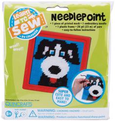 COLORBOK-Quincrafts Learn to Sew Needlepoint Kit: Dog. Show your children the joys of needlepoint with this cute and easy kit. This kit contains: one piece of printed mesh; one embroidery needle; one plastic frame; 26yd of yarn; and easy to follow instructions. Finished product size is 6x6in. Recommended for children ages 6 and up. WARNING: CHOKING HAZARD-Small parts. Not for children under 3 years. Imported.