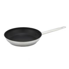 Frying Pans are a necessity in any commercial kitchen. They are ideal for dishes that require little oil or butter. They also work great for foods that involve a lot of flipping, such as pancakes or omelets. Winco offers you a great fry pan (SSFP-8NS) that is constructed from heavy duty commercial quality premium stainless steel. It features a non-stick Excalibur coating that prevents food from sticking to its surface, and it is easy to clean. Measures: 8.