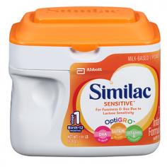 Similac Sensitive is specially designed for fussiness and gas due to lactose sensitivity* Complete Nutrition for Sensitive Tummies, featuring OptiGRO, an exclusive blend of brain & eye nourishing nutrients for baby's development.*Not for infants or children with galactosemia Size: 1.45lb.