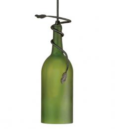Meyda Tiffany Tuscan Vineyard Frosted Green Wine Bottle Mini Pendant; Smallest height shown, expandable from 16"-84". Custom Crafted In Yorkville, New York Please Allow 50 Days. Every Meyda Tiffany item is a unique, handcrafted work of art. Natural variations, in the wide array of materials that we use to create each Meyda product, make every item a masterpiece of its own. Photographs are a general representation of the product. Colors and designs will vary.