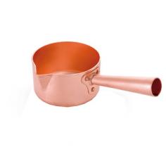 Add flavor to cooked foods and desserts with delicious caramelized sauces oozing with sugar and sweet. Rather than buying jarred sauces, though, you can make your own with this 1.9-qt. Sugar Sauce Pan with Copper Handle from Mauviel. This pan is also multi-functional and not limited to simply making sauces; use it for reducing or heating other foods. The pan's thick copper construction warms rapidly and distributes heat evenly so that every granule of sugar melts without clumping. In addition, the pan also cools quickly when removed from the burner to prevent contents from overcooking or burning. Handwash with mild dish soap. A pyramid-shaped spout prevent spilling when you pour the sauce out of the pan. Made in France. Mauviel, a French family business established in 1830 and located in the Normandy town of Villedieu-les-Poeles, is the foremost manufacturer of professional copper cookware in the world today. Highly regarded in the professional world, with over 170 years of experience, Mauviel offers several different lines of copper cookware to professional chefs and home cooks that appreciate the benefits of their high quality products.