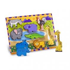 Go on a fun safari adventure Wooden puzzle offers an entertaining way to grow kids' skills hand-eye, fine motor and creative expression skills. African animal characters provide visual interest. Animal pieces stand up, so they can be used for pretend play. Extra-thick pieces are easy to grasp. Recommended for ages 2 years and up. Melissa Doug Safari Chunky Puzzle is one of many Flash Cards & Games available through Office Depot. Made by Melissa & Doug.