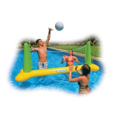 Set includes volleyball and repair patch. Comes with inflatable base to float in water. Recommended for children 3 years and up. Dimensions: 94L x 25W x 36H inches. Bump, set, splash! This Intex Pool Volleyball Game was made to add even more fun and maybe a little competition to your pool and pool activities this summer. The set comes with an inflatable base so it floats in the water, plus a volleyball and repair patch. Recommended for children 3 years and older. About IntexIntex has been the world leader in the design and production of high-quality, innovative products for indoor and outdoor recreation for more than 40 years. The company's above-ground pools, pool accessories, and pool toys are recognized around the world for their tremendous value. Intex is committed to designing and manufacturing products that meet stringent safety standards. The company conducts intensive testing on finished products to ensure the highest standards of quality and safety. The testing serves as a final check to make sure the products will provide years of satisfying and safe use. The products are sold to customers in more than 100 countries. Intex continues to create fun, safe products that will keep your kids - and you - happy all summer long.