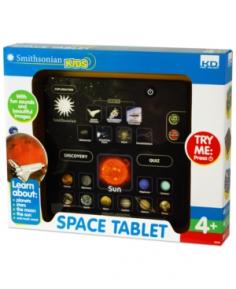Recommended for children 4 years and above. Nearly 30 touch sensitive icons. Learn facts about planets, stars, and more. Includes 2 AA batteries. The Kidz Delight Smithsonian Space Tablet is a high-tech tool for learning about the wonders of the cosmos. Equipped with a discovery mode and a quiz mode along with a universe of astro facts, this educational toy will provide hours of entertainment. About Group Sales, IncSince 1991, Group Sales, Inc has strived to become the first provider in quality toys and gifts by meeting the challenge with the finest products at competitive prices. Group Sales, Inc has diversified their portfolio of products for customers of all ages and interests by becoming the US distributor for brands such as New Bright's remote controlled line, or the arts and crafts products of NSI. Group Sales, Inc even supplies top-of-the-line products for pets from Zaidy.