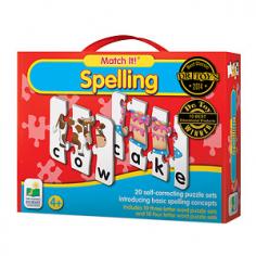 This colorful set of three-letter and four-letter puzzle cards provides children with an introduction to spelling. They can learn to spell by associating the object with the word and correctly assembling the puzzle pieces. The puzzles are self-correcting - only cards with the correct sequence will fi t together. Match It! Spelling is a fun and easy way to learn this necessary skill. Ages 4+ years.