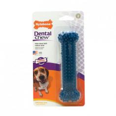 Nylabone Dental Dog ChewVeterinarian recommended Dental Chews are designed to massage gums and scrape and clean teeth of food particles and tartar. The result is a healthier mouth and fresher breath. Their round, pliable dental nubs gently massage the gums and stimulate an increase in healthy fluids and saliva flow in the mouth while the friction against the teeth helps remove food debris and bacteria that leads to tartar formation. Recommended for average chewers.