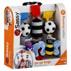 Find infant and toddler developmental toys at Target.com! The sassy go-go bugs soft stroller toys include a red ladybug, a yellow bee and a purple butterfly to make ride-time in the stroller all the more fun. Their bright, contrasting colors, rattles and chime stimulate your kid's senses. These stroller baby toys have velcro straps for easy attachment to the stroller or carrier.