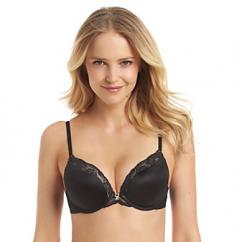 The Super Sexy Maximizer padded cups give you cleavage that feels natural. This two-tone bra features beautiful soft comfort floral lace framing the cleavage and at the center of the back band. Signature Comfort Devotion fabric is soft, plush and elegant. Brushed cup liners are soft next to your skin. Color options: Black/ beige, latte life/ ivory, morning fog/ stone, ivory/ gloss Fit: Women's Print: Prints Closure: Hook and eyes Lining: Padded Lace framing Measurement Guide Click here to view our women's sizing guide Materials: 76-percent nylon, 24-percent elastane Lace: 92-percent nylon, 8-percent elastane exclusive of decoration Care instructions: Hand wash Model: 9461 We cannot accept returns on this product. All measurements are approximate and may vary by size.