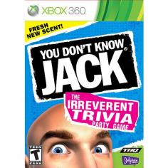 Where pop culture and high-culture collide Product Information You may not know Jack. But there is no way you could forget him! The interactive game show that started it all is now playable on your Xbox 360. You Don't Know Jack became a sensation thanks to challenging questions, quirky formats, and over-the-top attitude. This updated version retains the same feel and adds new questions, multiplayer gaming, and bonus Xbox Live challenges. Enjoy classic modes like Screw Your Neighbor, DisOrDat, Jack Attack, and more. Relive your most epic fail in the Wrong Answer of the Game, earn prizes, and laugh at commercial parodies on 70 quiz show episodes that keep the fun - and questions - coming. Product Features Twisted Trivia features classic question types plus all new curveballs Humiliate your friends (or be humiliated) in Head-to-Head mode Multiple choice questions, musical question intros, Jack Attack and more Tons of trivia questions covering Dr. Phil to Dr. Pepper, Miley Cyrus to the Mile High Club Specifications Players: 1-4 Players Memory: 4MB to save game Sound: In-Game Dolby Digital HDTV: 720p, 1080i, 1080p (separate cables may be required) Xbox LIVE Features: Friends, Leaderboards, Xbox LIVE Family Settings, Achievements, Create Match, Online Multiplayer, Voice, Content Download, Quick Match, Player Match System: For use only with Xbox 360 system with "NTSC" designation Note: In available games, paid subscription required for online multiplayer; some features and downloads require additional storage, hardware, and. or fees. Xbox LIVE requires broadband Internet access, 256MB memory or greater, and parental consent for users under 13.
