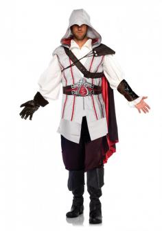 For a deadly Halloween look, choose this men's Assassin's Creed Ezio costume. In multi. WHAT'S INCLUDED Long-sleeved shirt Pants Vest Cummerbund Cape Belt Arm cuff Glove WHAT'S NOT INCLUDED Boots FABRIC & CARE Polyester/cotton/spandex/PU plastic/latex Hand wash Imported Promotional offers available online at Kohls.com may vary from those offered in Kohl's stores. Size: X LARGE. Color: White. Gender: Male. Age Group: Adult. Material: Polyester/Spandex/Cotton.