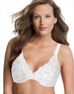 This Playtex bra gives you full support in sizes up to DDD. Plus it's so pretty you'll feel gorgeous whenever you wear it. Features Contoured underwire cups provide naturally curvy shaping. Sleek micro-foam lining aDDs comfy support and coverage. Lush two-tone embroidery lends feminine appeal. Dainty scalloped neckline shows just enough sexy cleavage. (Has faux-diamond charm for a touch of stylish sparkle.). Supportive non-stretch straps stretch/adjust in back. (Plus they're designed to stay up on your shoulders.). TruSUPPORT&trade; bra design offers comfortable 4-way support. Back close has two to three rows of adjustable hooks and eyes. Fabric Content - Nylon Polyester Spandex. Color - White Embroidery. Size - 36B.