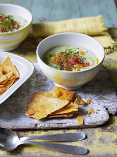 Chilled avocado soup with tortilla chips | Jamie Oliver