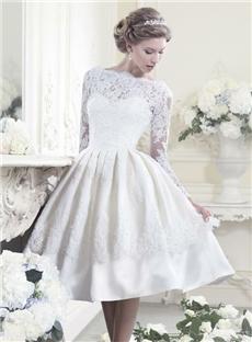  Cute A-Line Scoop Full-Sleeve  Appliques Ivory Wedding Dress - Elegant Wedding Dresses : styledress.co.nz