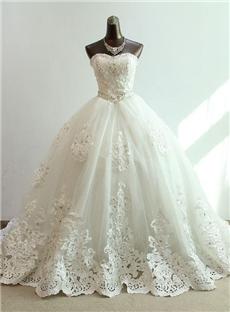 Charming Sweetheart Floor-Length Ball-Gown Appliques Beading Sleeveless Wedding Dress - Cheap Wedding Dresses  : styledress.co.nz