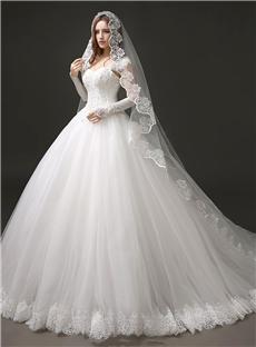 Charming/Simple Sweetheart Cap-Sleeve Ball Gown Straps Brush Train Wedding Dress - Vintage Wedding Dresses : styledress.co.nz