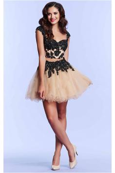 2016 Fashion Short Lace Ball Gown Prom Dresses