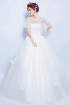 Royale robe de mariée 2017 princesse cape fleurie - Persun.fr