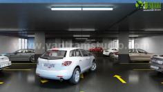 Commercial 3d underground parking interior rendering design ideas by Yantram interior design images Melbourne, Australia.
