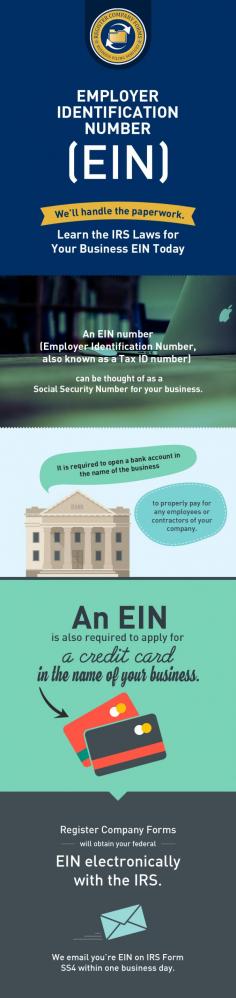 Every business owner needs a Tax ID number (EIN) whey they start a new business to open a bank account, to properly pay for any employees and to apply for a credit card. Apply your EIN number online with Register Company Forms.