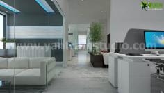 Office 3D Interior Rendering Beautiful Lobby Design Ideas 