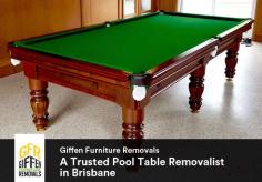 Looking for a pool table removalist in Brisbane? Look no further than Giffen Furniture Removals and request a free quote today. We have a team of highly qualified removalists that can help you transport and relocate your heavy items like pool tables or pianos anywhere in South East Queensland. 