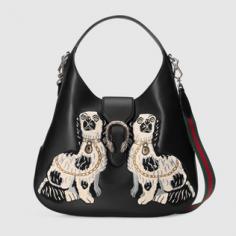 Dionysus embroidered large leather hobo