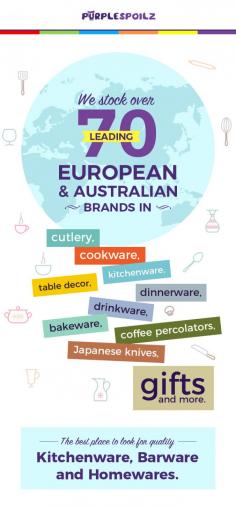 At PurpleSpoilz, we stock over 70 leading Australian and European brands in cookware, cutlery, kitchenware, dinnerware, table decor, bakeware, drinkware, gifts and more. We pride ourselves in providing our customers with premium service and quality products.