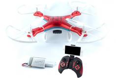 QCopter Drone Quadcopter Metallic Drones With HD FPV WiFi Camera Bonus Battery Crash Kit Incl (Red)