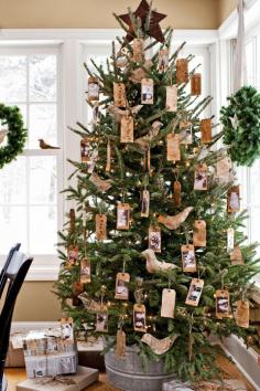 Make eye-catching ornaments by creating custom tags with written messages or photos.