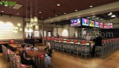 Bar Restaurant Design Ideas Concept by Yantram 3d interior rendering services.