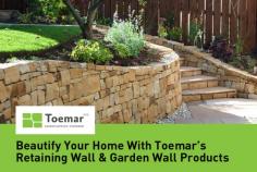 Garden and retaining walls are used for supporting the constant lateral pressure of soil. Toemar stocks a wide range of retaining wall and garden wall products. Our team will help you get the optimal number of pieces that can make your wall stand out and stand strong. 