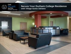 At Village suites Oshawa, we provide Durham college students with a space where they can enjoy their student life to the fullest. Our housing is equipped with all the necessary amenities, like a study lounge, gym, yoga studio, modern bedrooms, etc. Take a virtual tour of our property and secure your space today!