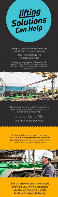 At Lifting Solutions, we are the industry leading, production system experts dedicated in manufacturing artificial lifting products that are designed to improve your business. Some of our products include sucker rod & guide, progressive cavity pumps, Vector rod Carbon Fiber Rod and more. 