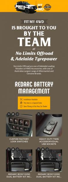 Looking for Redarc battery management? Get in touch with Fit My 4wd. We have a wide stock of battery management products like Redarc dual battery kit, electronic brakes, and lights. Chose your desired one & add it to cart by clicking 