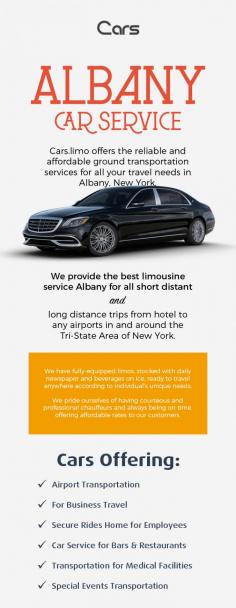 Get in touch with Cars.limo for daily transportation services to and from Albany hotels to international airports. We are backed by a well-experienced team, committed in providing exceptional services that are none to other.