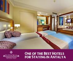 Euphoria Hotel Tekirova is one of the best hotels to live in Antalya / Turkey. Here, you will not only find the best option for your living, but will also get the best options to dine like Agra bar, Myra bar, Apollo disco, Garden bar and more.