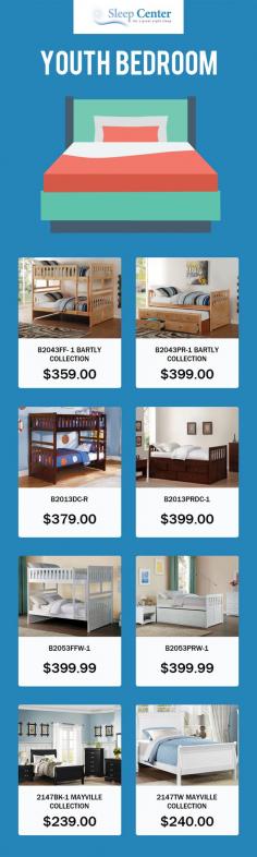 Sleep Center is a leading furniture store to buy finest quality youth bedroom furniture in Sacramento and Davis, CA. Our range of products includes beds, nightstands, dressers, desks, and much more.