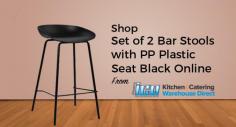Need to buy bar stools? Order them online from ICE Group. We stock a wide range of 2 bar stools set with PP plastic black seat. Order now! 