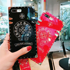 クロムハーツ アイフォン X XSケース ガラス面 iPhone x plusカバー Chrome Hearts iphone8/8plus カバー 個性的